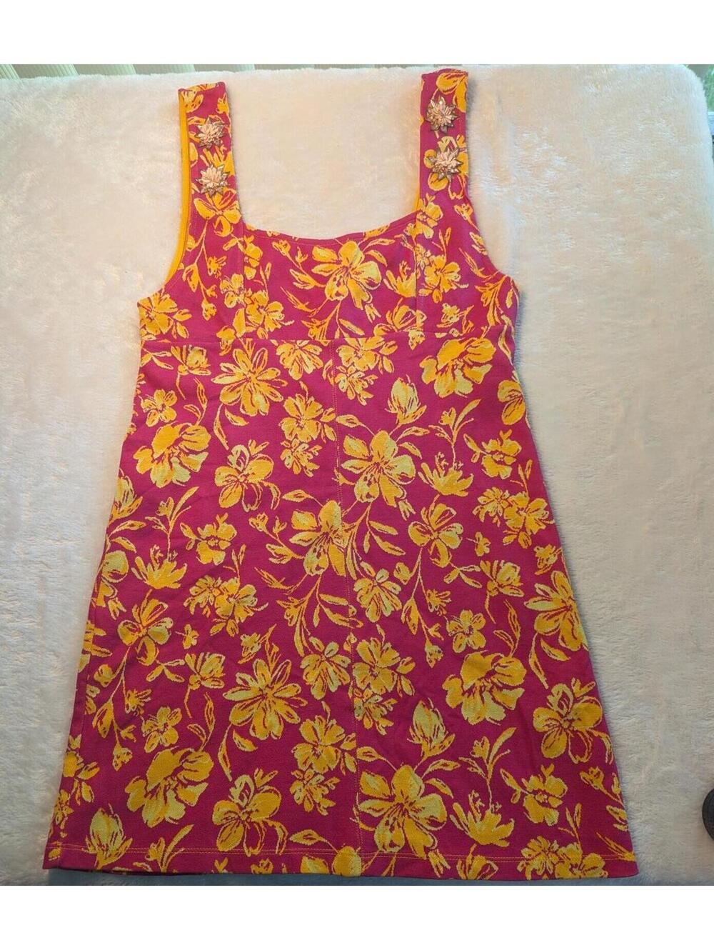 NWT Zara Pink  Floral Print Sleeveless Dress
